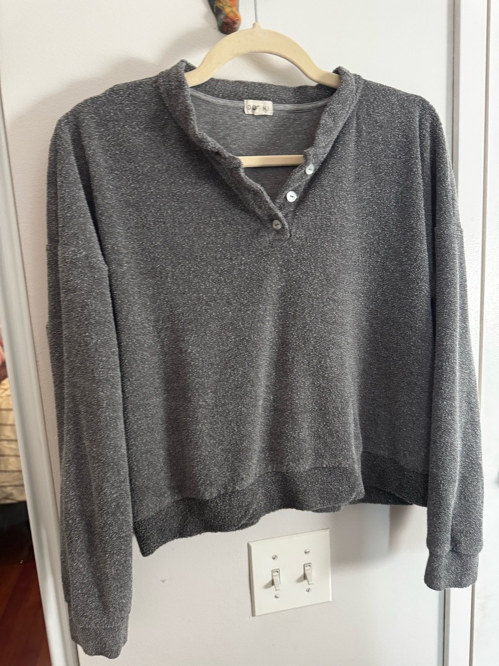 Donni Grey Terry Henley Sweatshirt - Picture 6 of 7